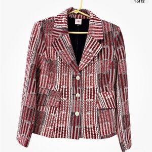 CAbi Patchwork Jacket.  Black, Red, and White ( P15 )